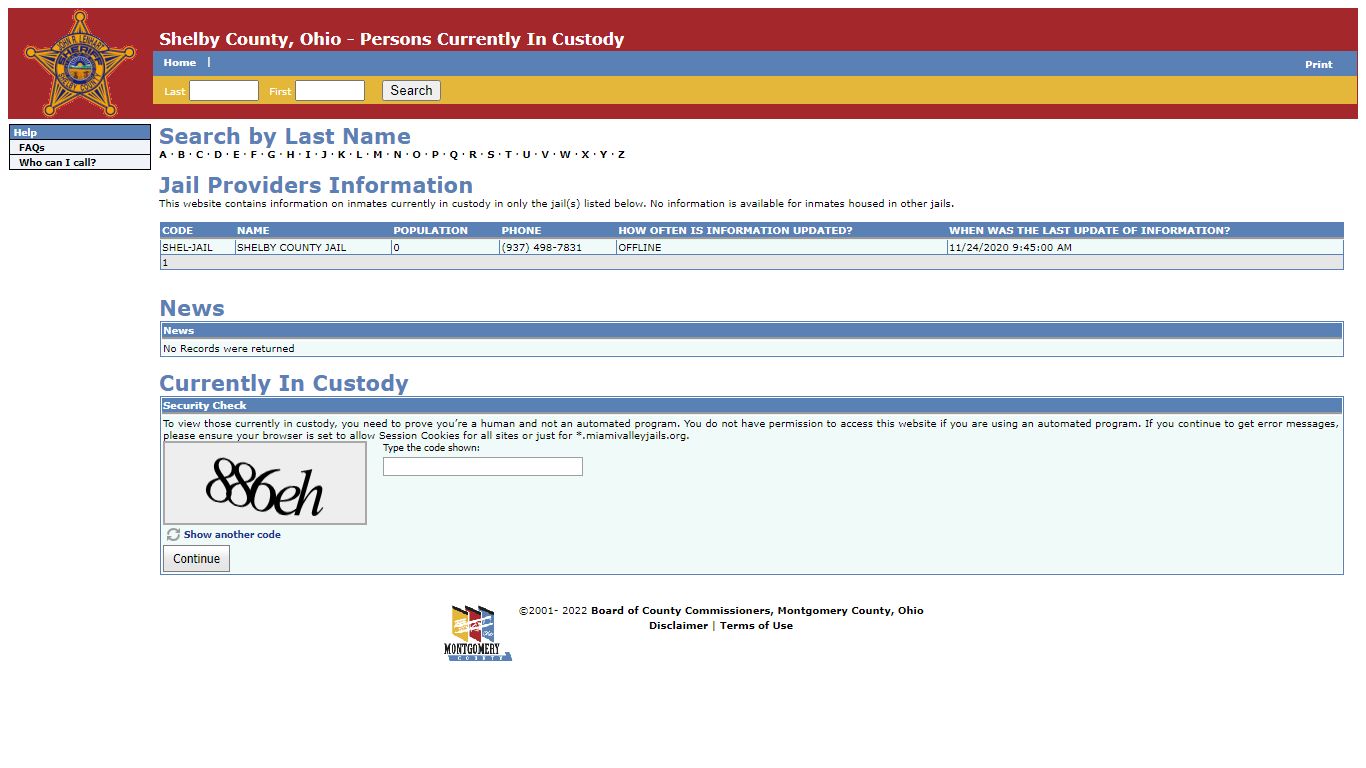 Shelby County, Ohio - Persons Currently In Custody